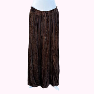 Vintage Brown Crushed Velvet Maxi Skirt 90s Y2K